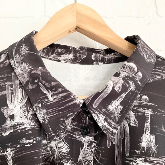 Old Navy Midi Shirt Dress Collared Southwestern print Black White Gray Bow 2X - Picture 6 of 12